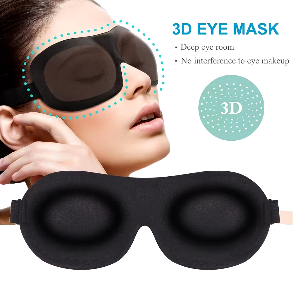 3D Contoured Sleep Mask - 100% Light Blocking, Ultra-Soft and Breathable Eye Cover for Rest, Travel, and Yoga