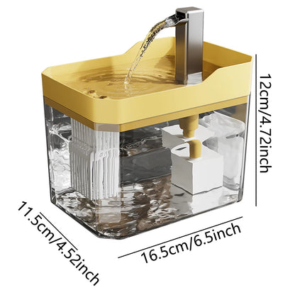Automatic Cat Water Fountain with USB Pump and Anti-Dry Burning Feature, Transparent Design and Recirculating Water Filter System