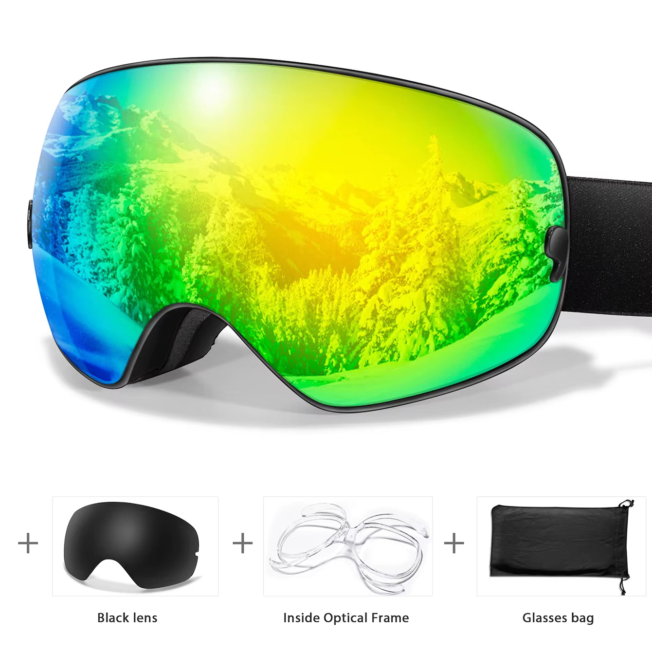 Men's and Women's Outdoor Sports Ski Goggles with Anti-Fog Technology, UV400 Protection, Interchangeable Lenses - Ideal for Snowboarding, Snowmobiling, and Cycling Gifts for Teens