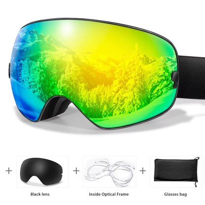 Men's and Women's Outdoor Sports Ski Goggles with Anti-Fog Technology, UV400 Protection, Interchangeable Lenses - Ideal for Snowboarding, Snowmobiling, and Cycling Gifts for Teens