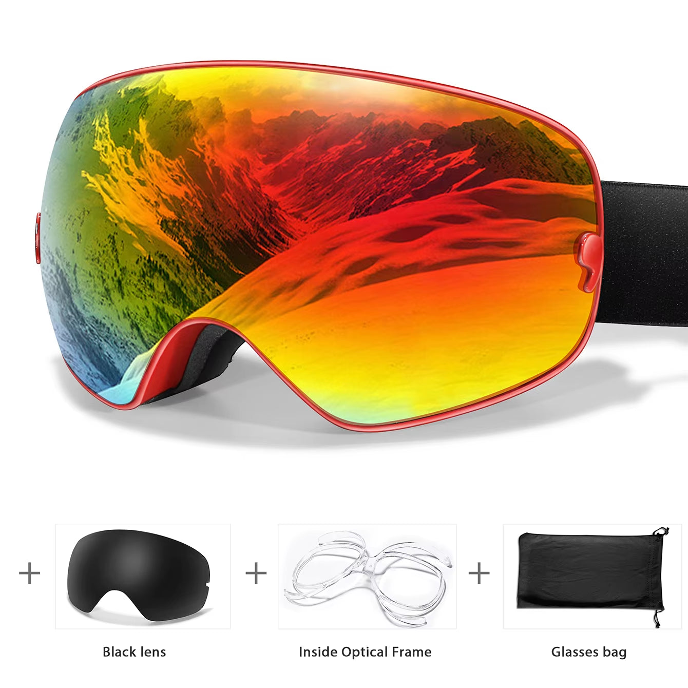 Men's and Women's Outdoor Sports Ski Goggles with Anti-Fog Technology, UV400 Protection, Interchangeable Lenses - Ideal for Snowboarding, Snowmobiling, and Cycling Gifts for Teens