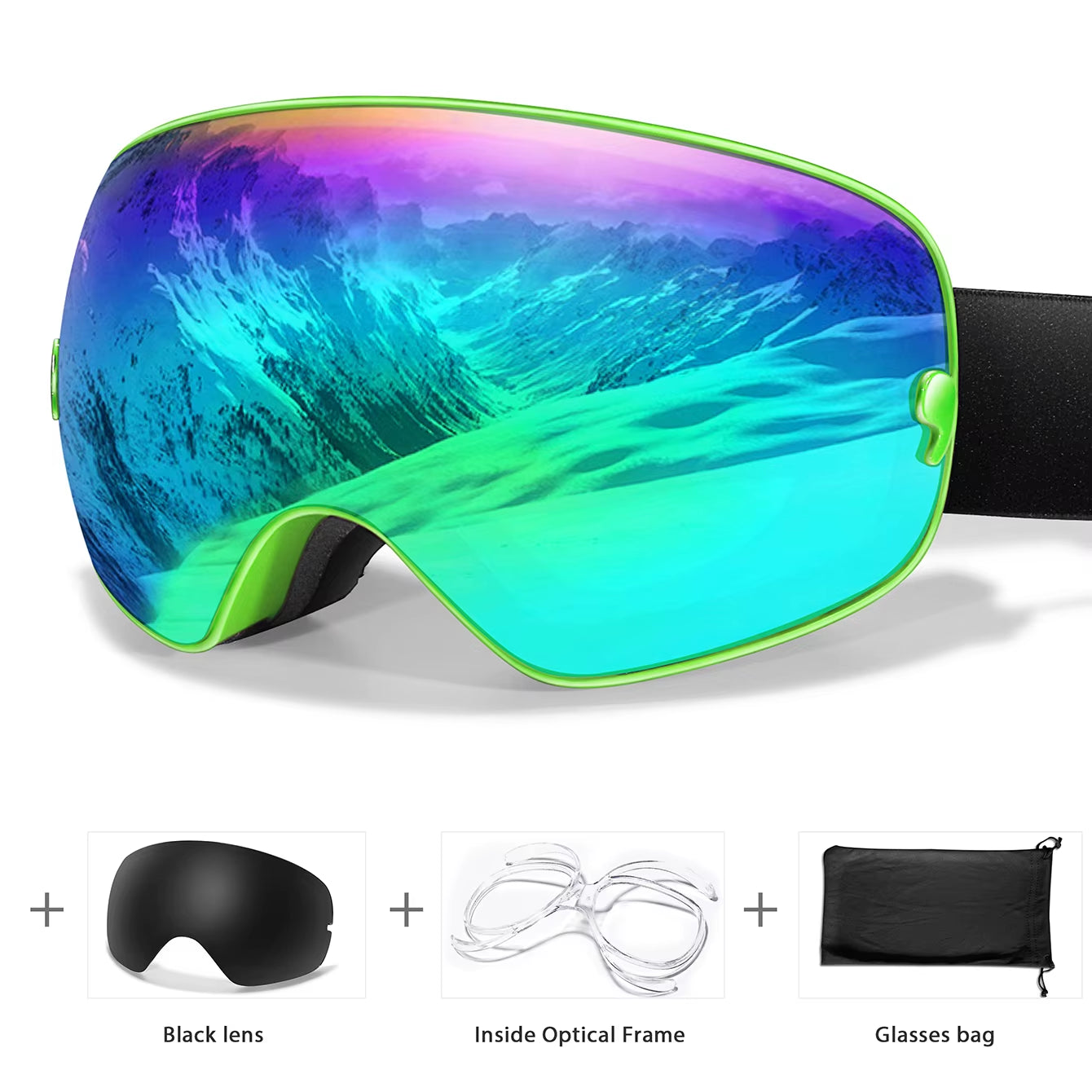 Men's and Women's Outdoor Sports Ski Goggles with Anti-Fog Technology, UV400 Protection, Interchangeable Lenses - Ideal for Snowboarding, Snowmobiling, and Cycling Gifts for Teens