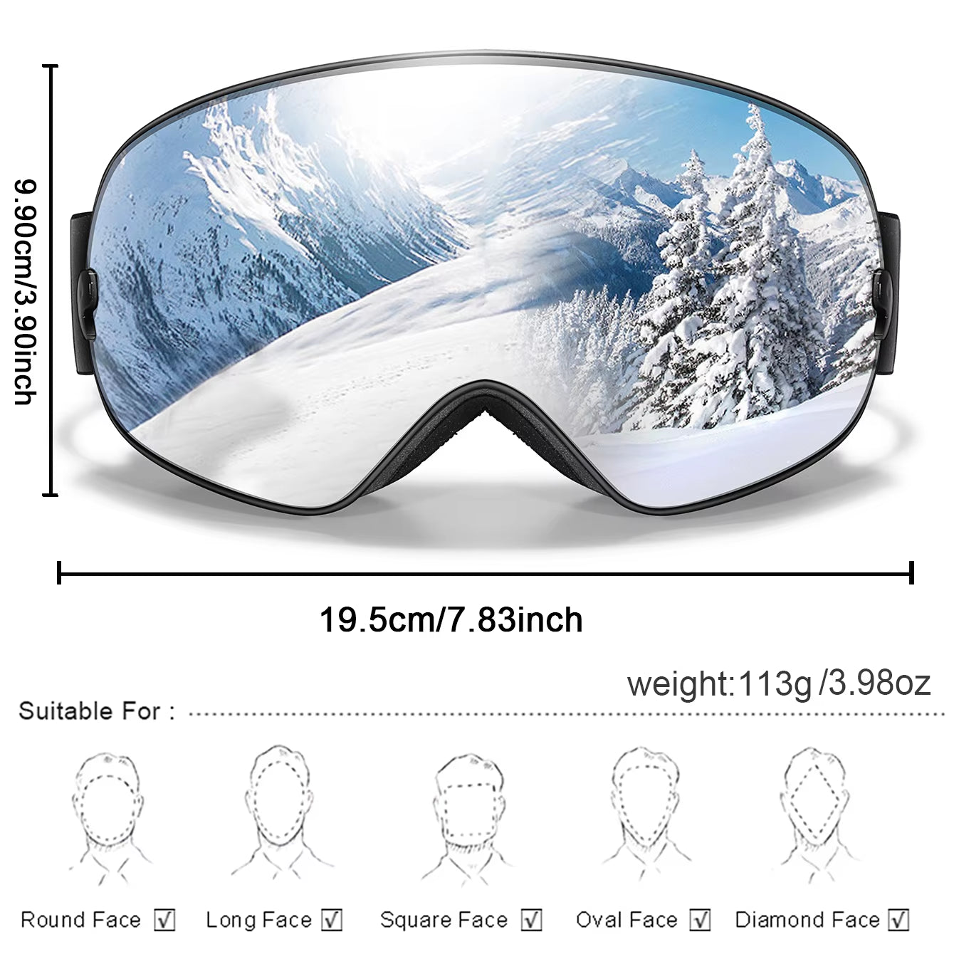 Men's and Women's Outdoor Sports Ski Goggles with Anti-Fog Technology, UV400 Protection, Interchangeable Lenses - Ideal for Snowboarding, Snowmobiling, and Cycling Gifts for Teens
