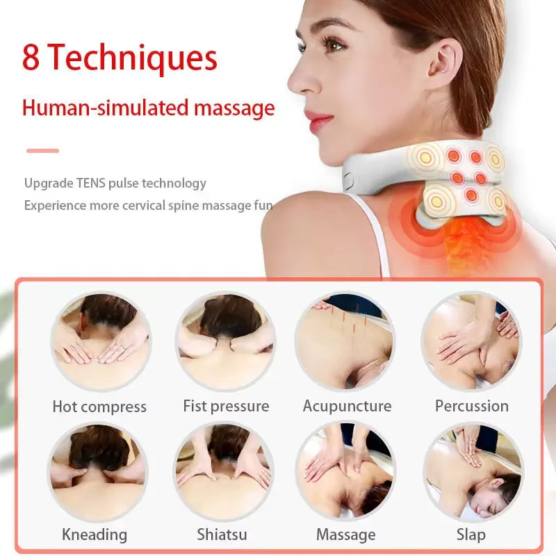 Smart Back and Neck Massage Device for Cervical Health Care with Heating and Pain Relief Features