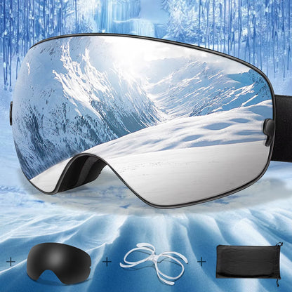Men's and Women's Outdoor Sports Ski Goggles with Anti-Fog Technology, UV400 Protection, Interchangeable Lenses - Ideal for Snowboarding, Snowmobiling, and Cycling Gifts for Teens