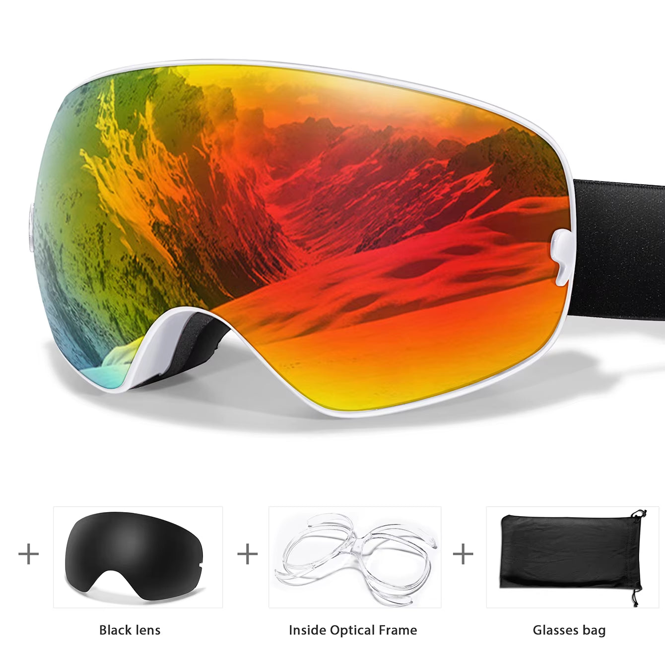 Men's and Women's Outdoor Sports Ski Goggles with Anti-Fog Technology, UV400 Protection, Interchangeable Lenses - Ideal for Snowboarding, Snowmobiling, and Cycling Gifts for Teens