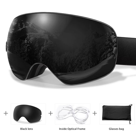 Men's and Women's Outdoor Sports Ski Goggles with Anti-Fog Technology, UV400 Protection, Interchangeable Lenses - Ideal for Snowboarding, Snowmobiling, and Cycling Gifts for Teens
