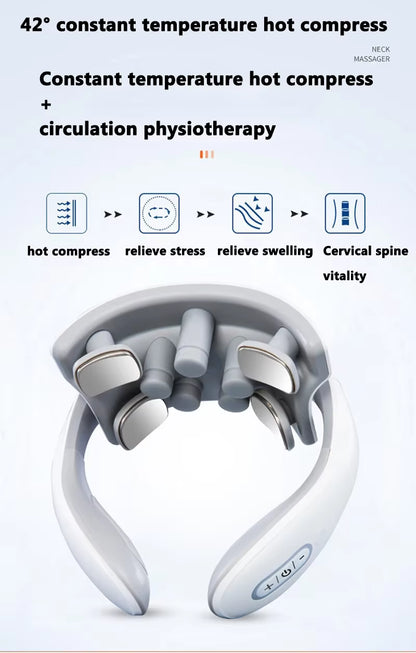 Smart Back and Neck Massage Device for Cervical Health Care with Heating and Pain Relief Features