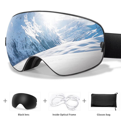 Men's and Women's Outdoor Sports Ski Goggles with Anti-Fog Technology, UV400 Protection, Interchangeable Lenses - Ideal for Snowboarding, Snowmobiling, and Cycling Gifts for Teens