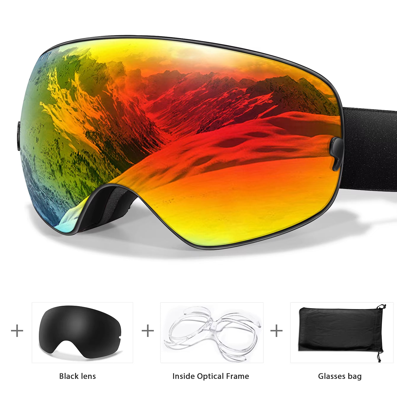 Men's and Women's Outdoor Sports Ski Goggles with Anti-Fog Technology, UV400 Protection, Interchangeable Lenses - Ideal for Snowboarding, Snowmobiling, and Cycling Gifts for Teens